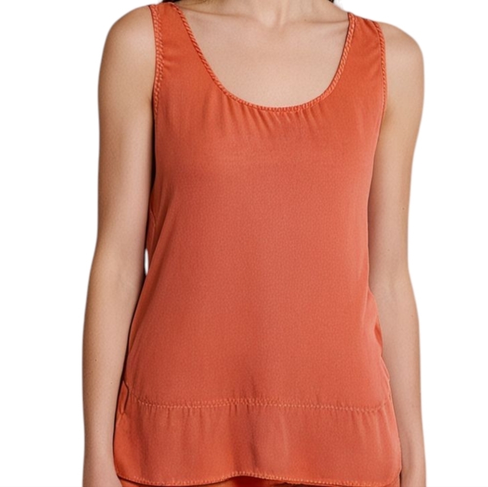 Ecru Silk Tank Top Coral Sleeveless Women Small Lightweight